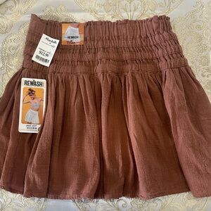 Rewash Gauze Mini Skirt in Dusty Rose Brown